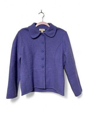 100% wool gorgeous Appleseeds periwinkle peterpan collar coat PL